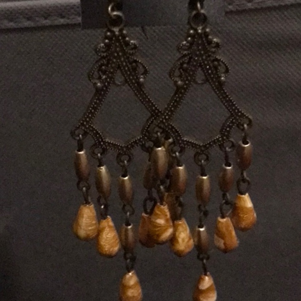 Gold Chandelier Earrings - Picture 3 of 5